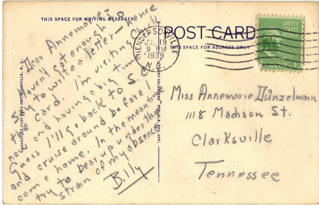1939 Hendersonville NC message lg