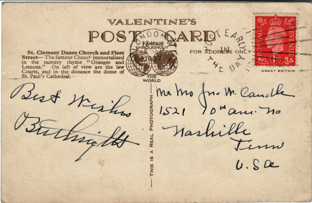 1920 Postcard Message - Fleet Street London lg