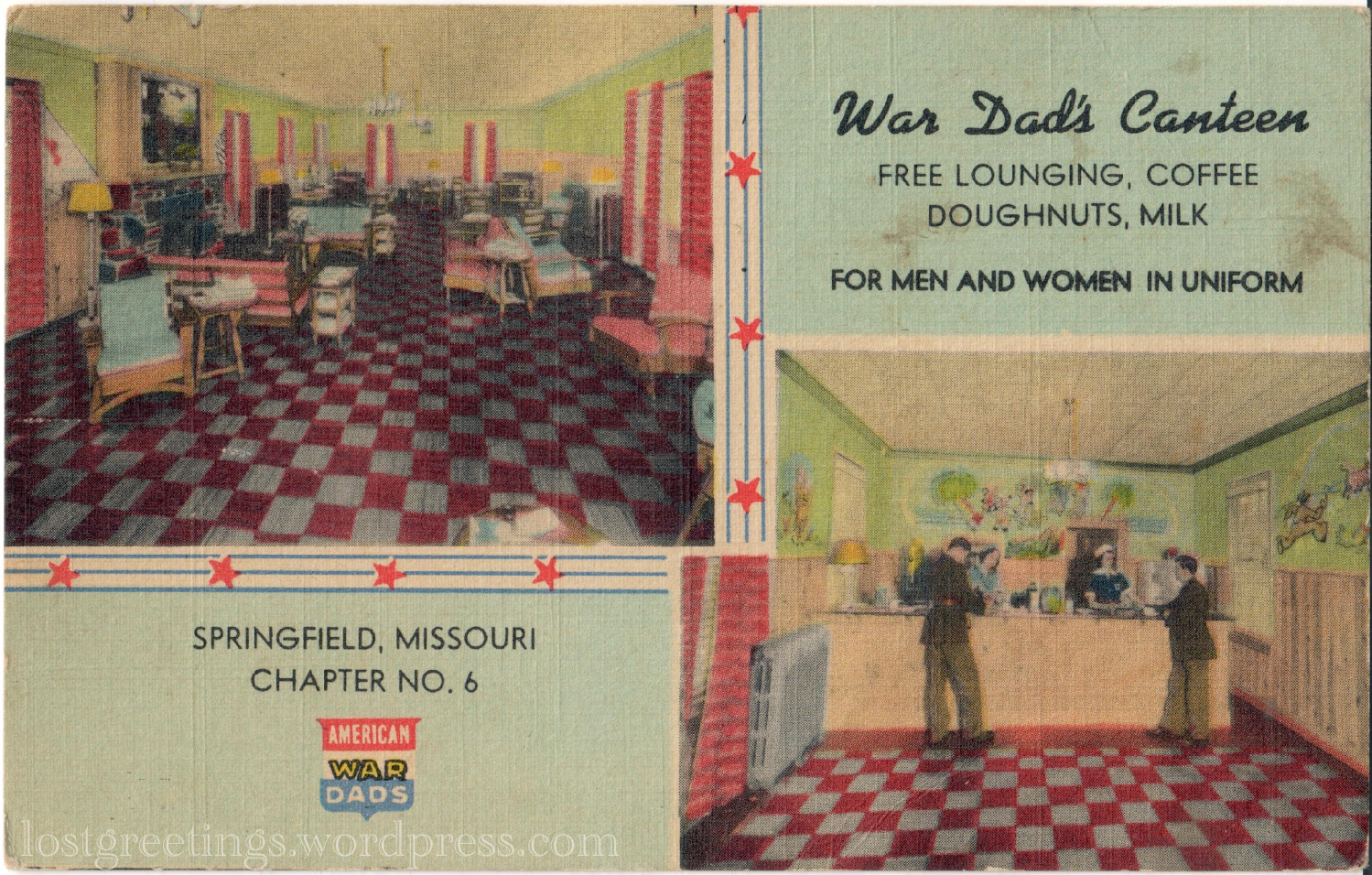 Springfield, MO War Dad_s Canteen 1944 ww2 postcard lg