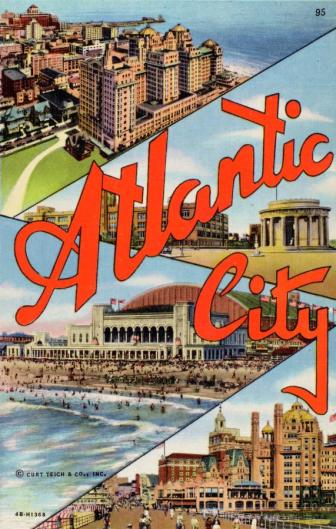 1940s Atlantic City Postcard showing hotels and convention center